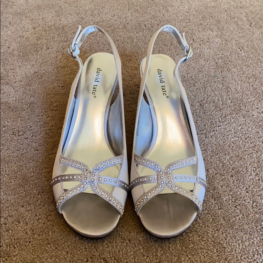 David Tate Silver Rhinestone Short Heels - Picture 2 of 3